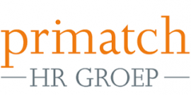 Primatch HR Groep logo met oranje en grijze tekst op een witte achtergrond.