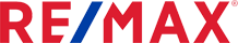 RE/MAX-logo met rode en blauwe letters op een witte achtergrond.