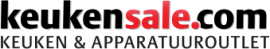 Keukensale.com logo met de tekst Keuken & Apparatuur Outlet in zwart en rood.