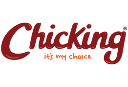 ChicKing-logo met de slogan it's my choice in rode en oranje letters.