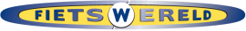 Logo van Fietswereld met geel-blauwe ovaalvorm en de tekst FIETSWERELD in hoofdletters.