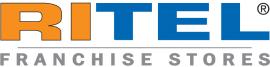Ritel logo met oranje en blauwe letters boven de tekst Franchise Stores in grijze hoofdletters.