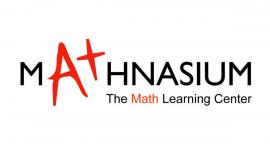 Mathnasium-logo met de slogan The Math Learning Center in zwart en rood op een witte achtergrond.
