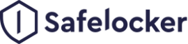 Logo van Safelocker met gestileerd kluisicoon en bedrijfsnaam in donkerblauwe letters.