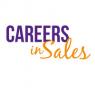 Careers in Sales-logo met paarse en oranje tekst op een witte achtergrond.