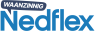 Logo van Nedflex met een blauwe tekstballon met Waanzinnig erboven.