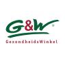 Logo van G&W GezondheidsWinkel met groene en rode tekst.
