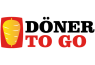 Logo van Döner To Go met geïllustreerde döner kebab en tekst in zwart en rood.