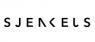Logo van Sjenkels met zwarte, strak vormgegeven letters op een witte achtergrond.