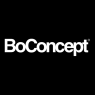 Het BoConcept-logo in witte letters op een zwarte achtergrond.