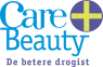 Care & Beauty logo met tekst De betere drogist en een geel kruis in een paarse cirkel.