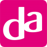 Wit da logo op een felroze achtergrond, kenmerkend voor de DA Drogisterij.