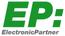 Groen logo van EP: ElectronicPartner met groene initialen en grijze volledige naam eronder.