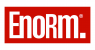 Rood logo met het woord Enorm in witte hoofdletters.