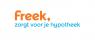 Freek-logo in oranje en blauw met de tekst zorgt voor je hypotheek.