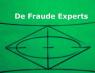 Groene achtergrond met de tekst De Fraude Experts boven geometrische lijnen en vormen.
