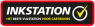 Logo van Inkstation met de slogan Het beste vulstation voor cartridges en een geel vinkje in een cirkel.