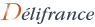 Délifrance-logo met sierlijke letters, waarbij de 'D' in een opvallende koperkleur is vormgegeven.