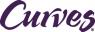 Het Curves-logo in paarse letters op een witte achtergrond.