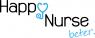 Logo van HappyNurse met gestileerde tekst en een stethoscoop in de vorm van een hart.