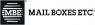 Logo van Mail Boxes Etc. met de letters MBE in een gestreepte cirkel naast de bedrijfsnaam.