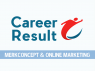 Career Result logo met tekst Merkconcept & Online Marketing in een blauwe balk.
