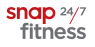 Snap Fitness logo met rode en grijze tekst snap fitness 24/7.
