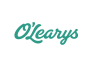O'Learys logo in groene letters tegen een zwarte achtergrond.