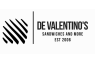 Logo van De Valentino's met de tekst Sandwiches and More, Est 2006 en een gestileerde diagonale streepjes.