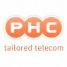 Logo van PHC tailored telecom met oranje cirkels en witte letters.