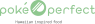 Poké Perfect logo met slogan Hawaiian inspired food in een groene kleur op een transparante achtergrond.