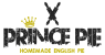Wit logo met gouden kroon en tekst Prince Pie op een doorzichtige achtergrond.