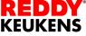 Het logo van REDDY Keukens met rode en zwarte tekst op een witte achtergrond.