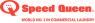 Speed Queen-logo met slogan World No. 1 in Commercial Laundry in rode letters.