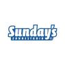 Logo van Sunday's Zonnestudio in blauw-witte letters op een witte achtergrond.