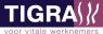 TIGRA-logo met de slogan voor vitale werknemers in paarse en witte kleuren.