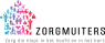 Logo van Zorgmuiters met mensen in een huisvorm en de tekst Zorg die klopt in het hoofd en in het hart.