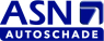 Logo van ASN Autoschade Nederland met blauwe tekst en een vierkant embleem.