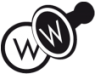 Zwart-wit logo met twee overlappende cirkels en de letter W in het midden.