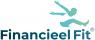 Logo van Financieel Fit met een gestileerde springende figuur boven de tekst.