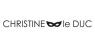 Logo van Christine le Duc met een zwarte oogmasker-icoon tussen de woorden.