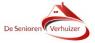 Logo van De Senioren Verhuizer met een gestileerde rode lijntekening van een huis en tekst.