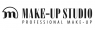 Logo van Make-up Studio met de tekst Professional Make-up in zwarte letters op een witte achtergrond.