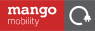 Logo van Mango Mobility met witte tekst op rode achtergrond en een gestileerd stekkersymbool op grijze achtergrond.