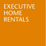 Oranje achtergrond met witte tekst: Executive Home Rentals.