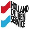 Logo van Holland Deuren Service met rode en blauwe vlaggetjes.