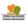 Logo van Broodje Bewust met een brood, een oranje en een groene mombakkes en de tekst Broodje Bewust.