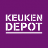Paarse achtergrond met het witte logo van Keukendepot in vetgedrukte letters.