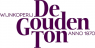 Logo van Wijnkoperij De Gouden Ton met paarse tekst en het jaartal anno 1870.