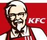 KFC-logo met de iconische afbeelding van de oprichter en bedrijfsnaam tegen een rode achtergrond.